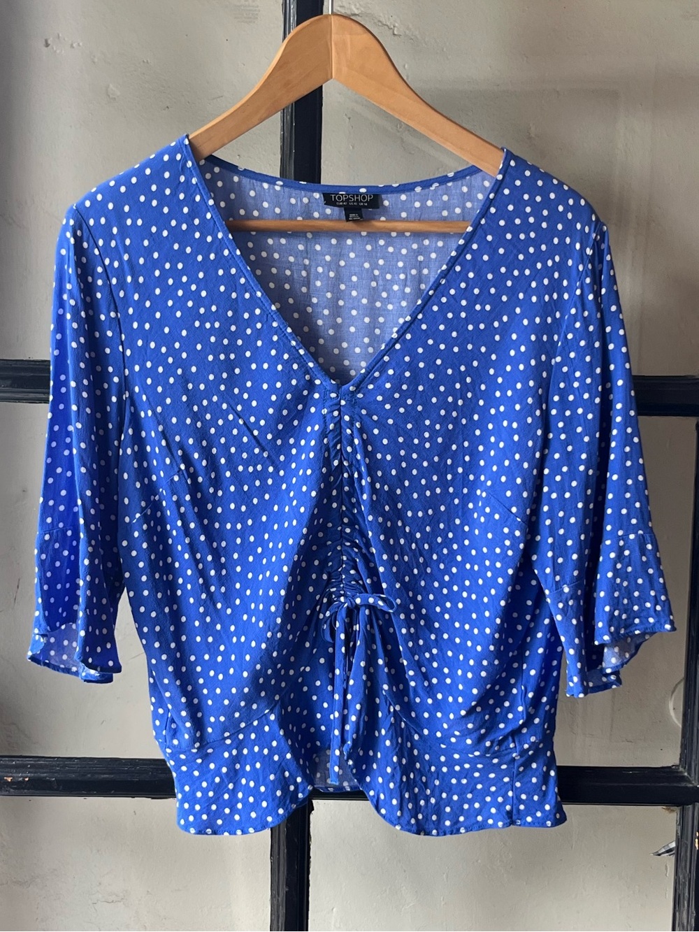 Darling TopShop Blue Polka Dot Blouse